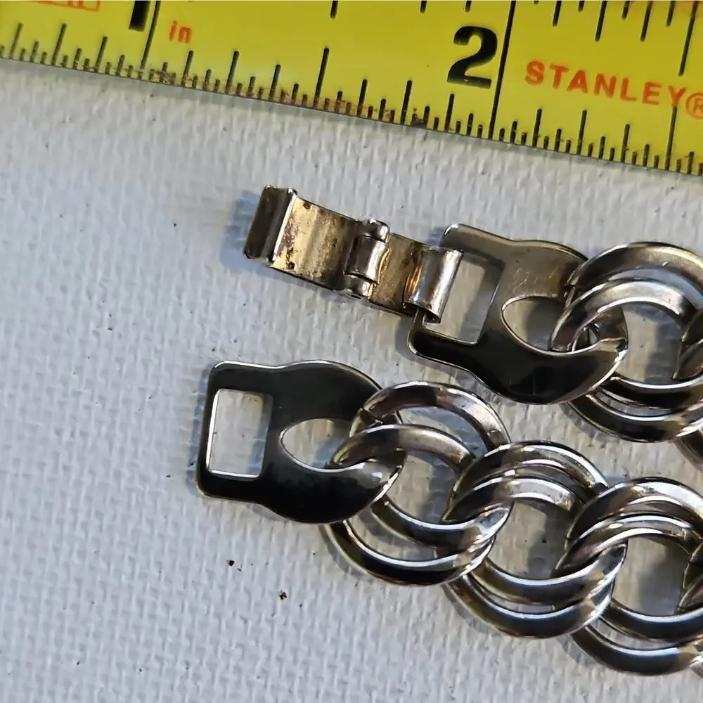 Vtg Silver Tone Curb Link Chain Necklace Box Clasp 24in